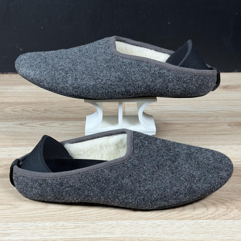 Mahabis Shoes Mens Size 8 Gray Classic Wool Mule Lined Slip On Loafers Portugal